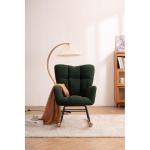 Moderne Tufted Wingback Schommelstoel met Gewatteerde Zitting en Massief Houten Benen voor Woonkamer Slaapkamer Nursery Groen