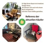 Retro houten stoel, stoel, stoel, woonkamer, loungestoel, gestoffeerde stoel met armleuningen, retro stoel, middeleeuws houten frame, designstoel van kunstleer en eiken, geschikt v