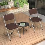 Stabiele klapstoel, klapstoel van staal, Soft-Skin kunstleer, klapstoel, gevoerd, tot 100 kg belastbaar, campingstoel, klapstoel, balkon, tuin, stoelen, bezoekersstoel, chocoladebr