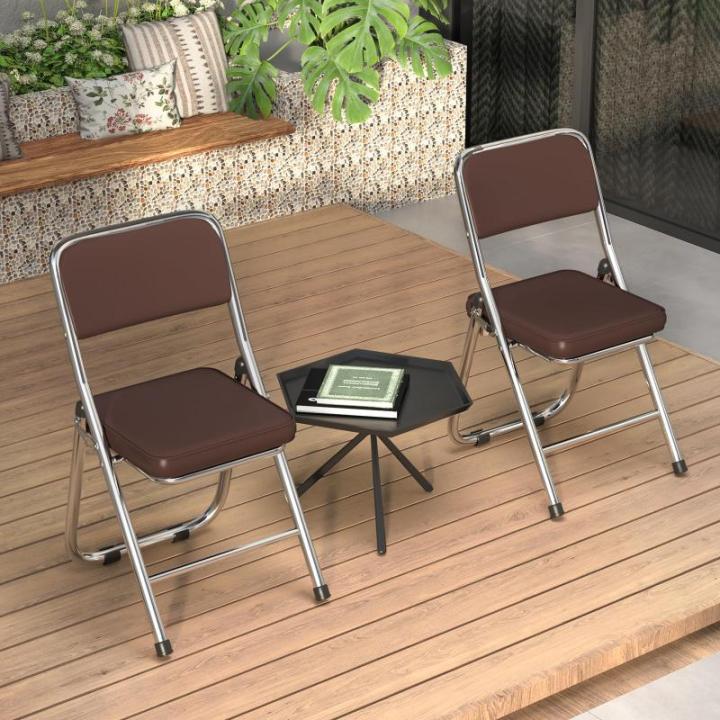 Stabiele klapstoel, klapstoel van staal, Soft-Skin kunstleer, klapstoel, gevoerd, tot 100 kg belastbaar, campingstoel, klapstoel, balkon, tuin, stoelen, bezoekersstoel, chocoladebr