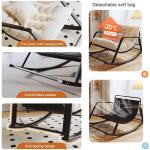 Moderne extra grote patio schommelstoel met hoge rugleuning fauteuil voor woonkamer slaapkamer comfortabele zijstoel met 420 lbs ondersteuning en ijzeren frame (grijs zwart, 92 x 1