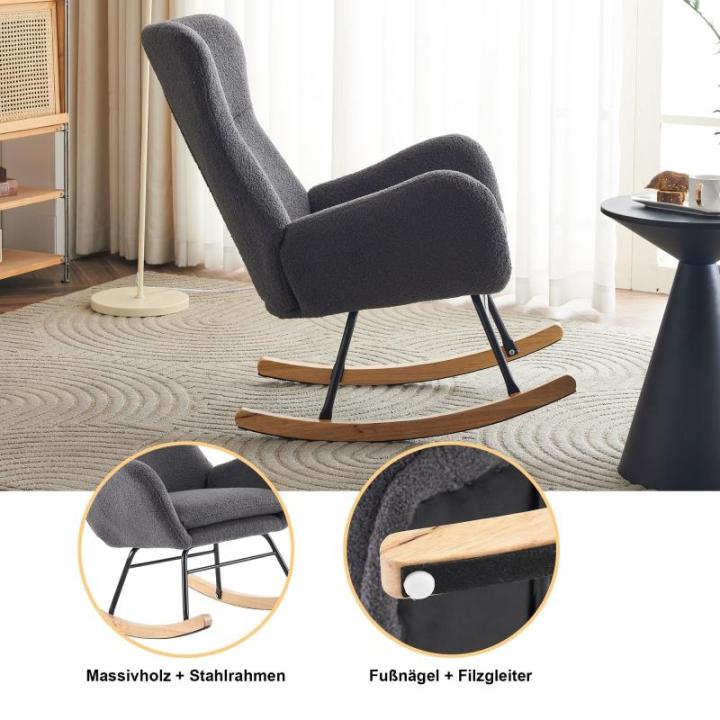 Fautedy Fautedy, moderne stijl, lounge relaxstoel voor kinderen, jongeren, cadeau, tv-stoel, stoel, stoel, woonkamer, schommelstoel (grijs)