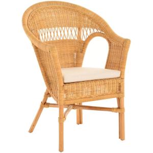 Stapelbare rotanstoel met zitkussen, rieten stoel van echt rotan in landelijke stijl (honig)