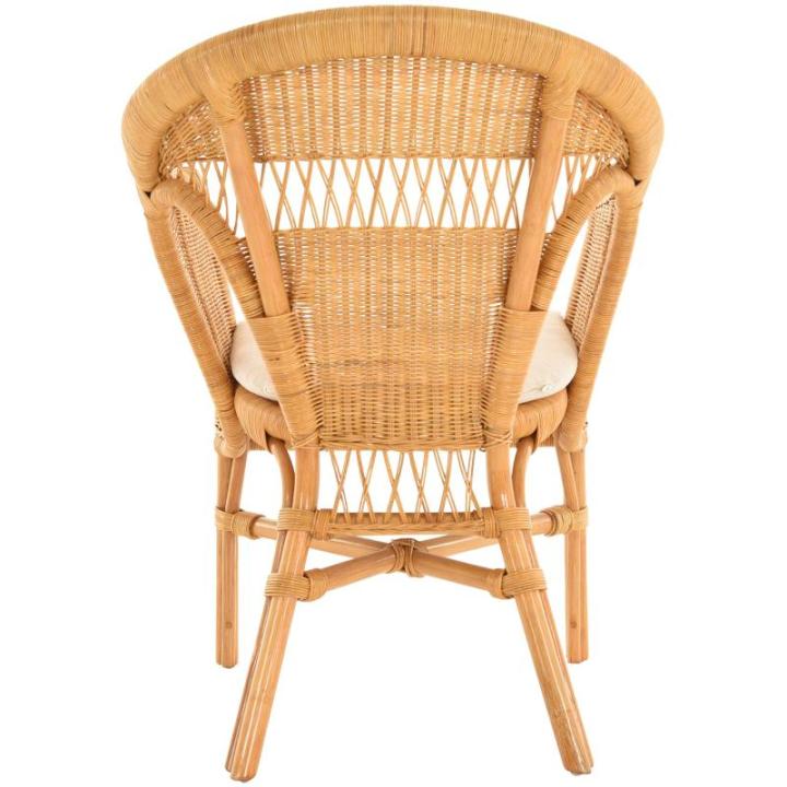 Stapelbare rotanstoel met zitkussen, rieten stoel van echt rotan in landelijke stijl (honig)