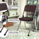 Stabiele klapstoel, klapstoel van staal, Soft-Skin kunstleer, klapstoel, gevoerd, tot 100 kg belastbaar, campingstoel, klapstoel, balkon, tuin, stoelen, bezoekersstoel, chocoladebr