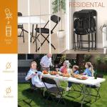 Set van 6 klapstoelen van kunststof, draagbare bureaustoel, metalen frame van staal, 158 kg, geschikt voor feestjes, bruiloften, picknicks, campingstoelen, binnen en buiten, zwart