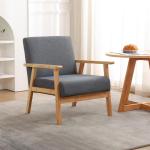 Set van 2 gestoffeerde stoelen van cocktailkuipstoel, enkele bank, elegante retro stoel, massief houten structuur voor woonkamerontvangst slaapkamer (grijs, 2)