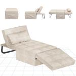 Fauteuil met kruk slaapstoel inklapbaar met bedfunctie met slaapfunctie om te zetten stoel bed uitschuifbare slaapstoel belastbaar tot 300 kg, beige