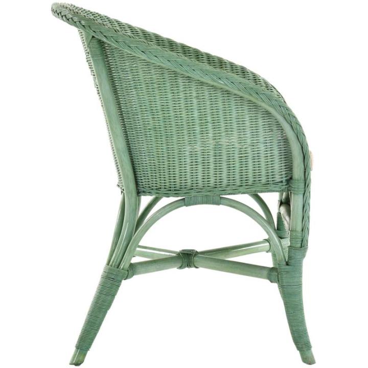 Klassieke rotan clubstoel incl. bekleding beige rotan stoel gevlochten stoel (groen)