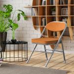 Set van 2 klapstoelen, gewatteerd, klapstoelen met metalen frame, klapstoel, campingstoel, klapstoel, balkon, tuin, stoelen, oranje, 100 kg belastbaar voor gasten en evenementen