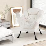 Fauteuil, gestoffeerd, relaxstoel met armleuningen en zijzak, loungestoel, televisiestoel, oorfauteuil voor woonkamer, slaapkamer, kantoor (beige)