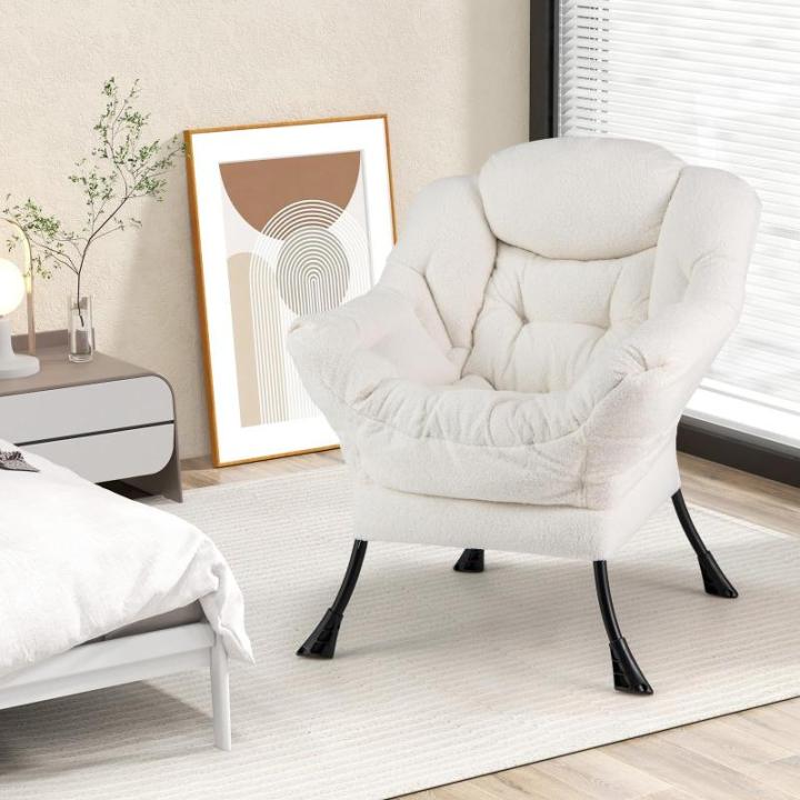Fauteuil, gestoffeerd, relaxstoel met armleuningen en zijzak, loungestoel, televisiestoel, oorfauteuil voor woonkamer, slaapkamer, kantoor (beige)