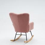 Moderne Tufted Wingback Schommelstoel met Gewatteerde Zitting en Massief Houten Poten Roze