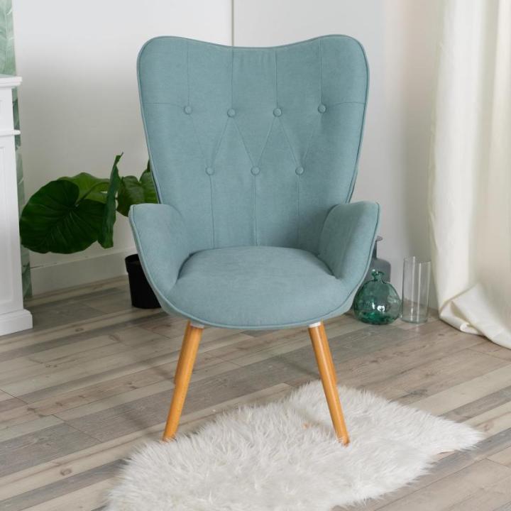 Leunstoelen, moderne relaxstoel loungestoel gestoffeerde stoel met massief houten poten, groente, 67x51,5x103,6cm