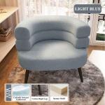 Luxe Sherpa Armstoel voor Kleine Ruimtes Gezellige Pluizige Zijhoek Sofa Stoel voor Woonkamer Slaapkamer Kantoor Leeshoek Lichtblauw (Zithoogte 47cm)