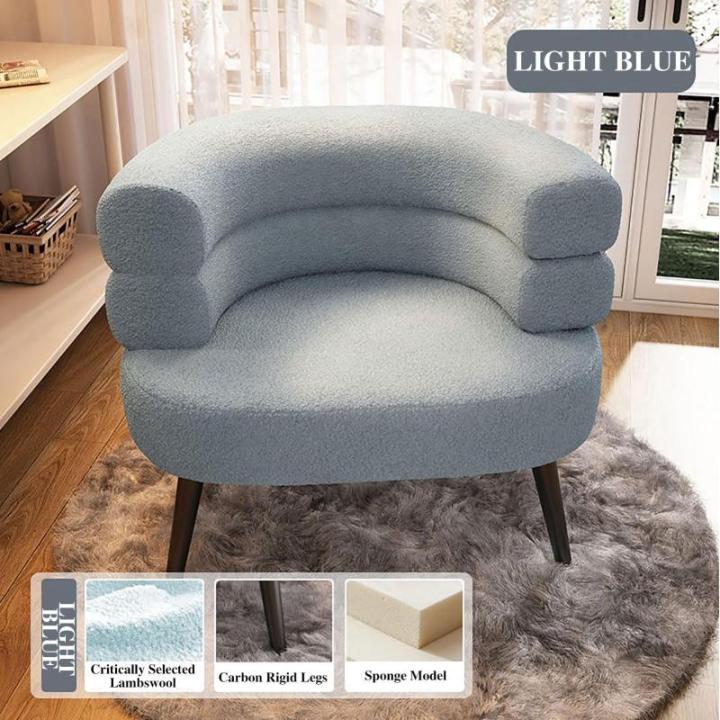 Luxe Sherpa Armstoel voor Kleine Ruimtes Gezellige Pluizige Zijhoek Sofa Stoel voor Woonkamer Slaapkamer Kantoor Leeshoek Lichtblauw (Zithoogte 47cm)