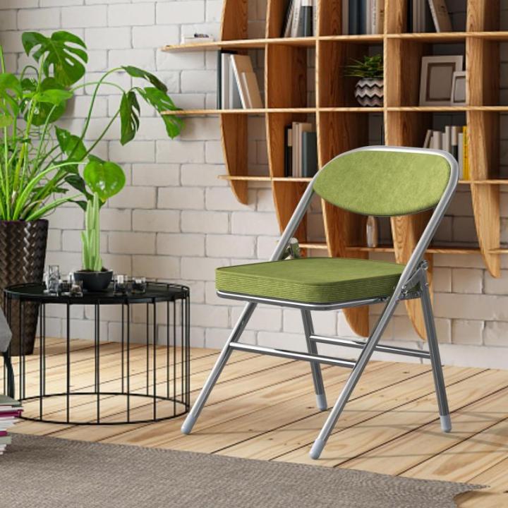 Set van 2 klapstoelen, gestoffeerd, klapstoelen met metalen frame, klapstoel, campingstoel, klapstoel, balkon, tuin, stoelen, legergroen, vouwstoel, 100 kg belastbaar voor gasten e