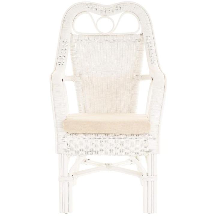 Wintertuin fauteuil Harry armleuning stoel met hoge rugleuning rotan stoel wintertuin stoel (wit)