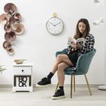 Tiffany fluwelen gestoffeerde stoel met schelp-rugleuning met poten van goud, stoel voor woonkamer en slaapkamer, super comfortabel, relaxstoel 69 x 71 x 84 cm