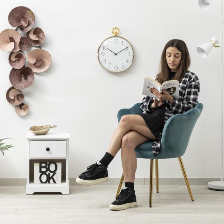 Tiffany fluwelen gestoffeerde stoel met schelp-rugleuning met poten van goud, stoel voor woonkamer en slaapkamer, super comfortabel, relaxstoel 69 x 71 x 84 cm