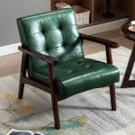 Retro houten stoel woonkamer massief hout stoel gestoffeerde stoel lounge stoel met armleuningen middeleeuws houten frame designstoel van kunstleer en eiken voor slaapkamer café b