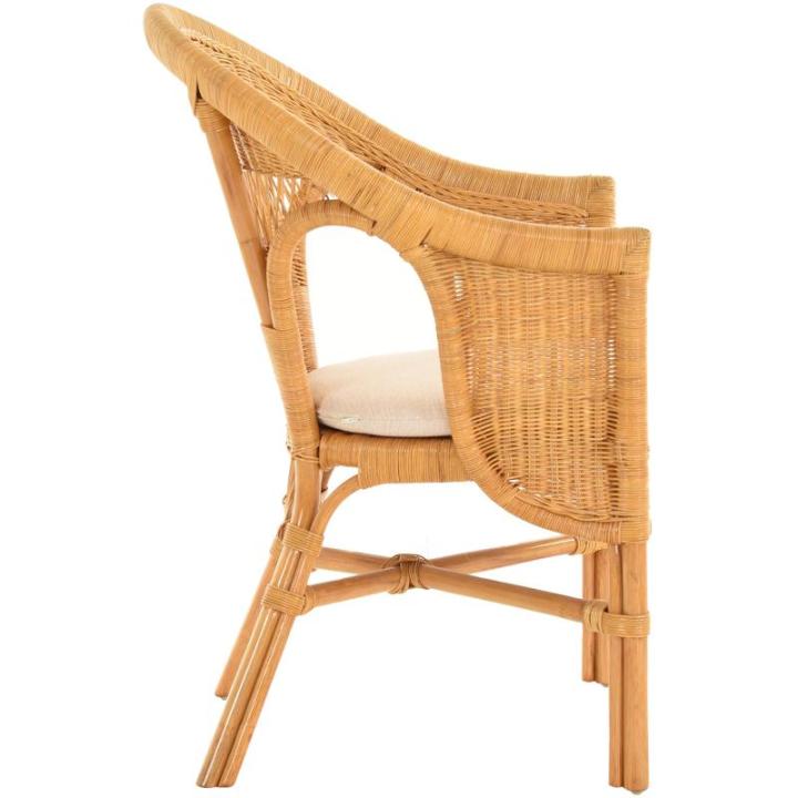 Stapelbare rotanstoel met zitkussen, rieten stoel van echt rotan in landelijke stijl (honig)