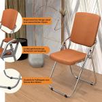 Klapstoel, eetstoelen, klapstoelen, set van 6 klapstoelen van leer en stalen frame, stabiele klapstoel, Furniture, conferentiestoel voor gasten of evenementen in de open lucht, ora