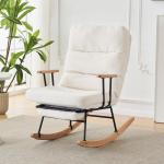 Comfortabele schommelstoel met zwaartekrachtverstelling, handmatig voetsteunmechanisme, stabiele en antislip ligfunctie, schommelstoel, loungestoel (wit)