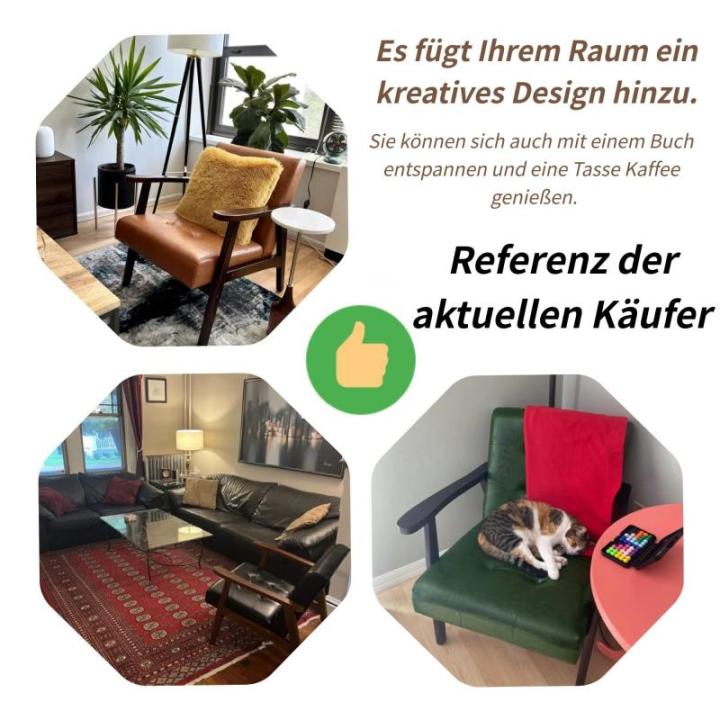 Retro houten stoel woonkamer massief hout stoel gestoffeerde stoel lounge stoel met armleuningen middeleeuws houten frame designstoel van kunstleer en eiken voor slaapkamer café b