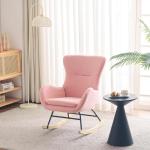 Fautedy Fautedy, moderne stijl, lounge relaxstoel voor kinderen, jongeren, cadeau, tv-stoel, stoel, stoel, woonkamer, schommelstoel (roze)