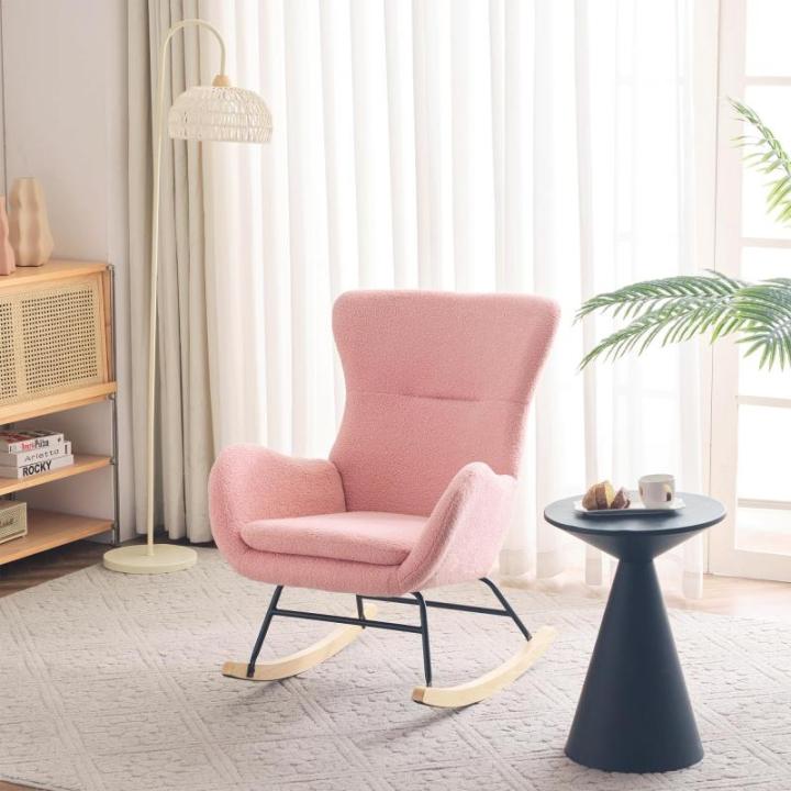 Fautedy Fautedy, moderne stijl, lounge relaxstoel voor kinderen, jongeren, cadeau, tv-stoel, stoel, stoel, woonkamer, schommelstoel (roze)