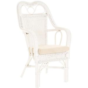 Wintertuin fauteuil Harry armleuning stoel met hoge rugleuning rotan stoel wintertuin stoel (wit)