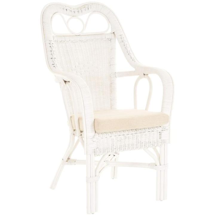Wintertuin fauteuil Harry armleuning stoel met hoge rugleuning rotan stoel wintertuin stoel (wit)