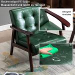 Retro houten stoel woonkamer massief hout stoel gestoffeerde stoel lounge stoel met armleuningen middeleeuws houten frame designstoel van kunstleer en eiken voor slaapkamer café b