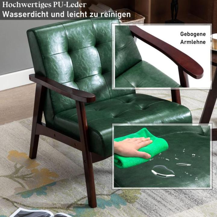 Retro houten stoel woonkamer massief hout stoel gestoffeerde stoel lounge stoel met armleuningen middeleeuws houten frame designstoel van kunstleer en eiken voor slaapkamer café b