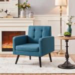 Fauteuil Wingstoel met armleuningen, comfortabel en modern, televisiestoel, relaxstoel, woonkamer, clubstoel, sofa, 136 kg belastbaar, blauw