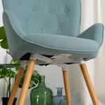 Leunstoelen, moderne relaxstoel loungestoel gestoffeerde stoel met massief houten poten, groente, 67x51,5x103,6cm