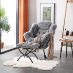 Lazy Chair Moderne lounge-accentstoel met armleuningen en een zijzak, gestoffeerde bankstoelset voor vrije tijd, leesstoel met voetensteun voor kleine ruimtes, hoekstoel