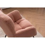 Moderne Tufted Wingback Schommelstoel met Gewatteerde Zitting en Massief Houten Poten Roze