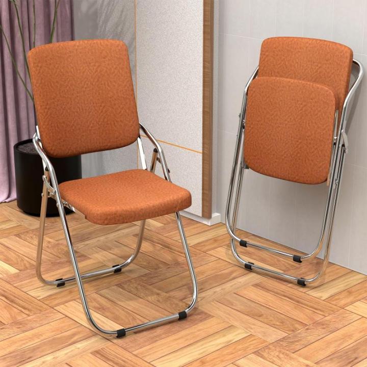 Klapstoel, eetstoelen, klapstoelen, set van 6 klapstoelen van leer en stalen frame, stabiele klapstoel, Furniture, conferentiestoel voor gasten of evenementen in de open lucht, ora