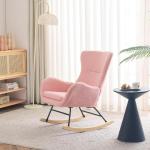 Fautedy Fautedy, moderne stijl, lounge relaxstoel voor kinderen, jongeren, cadeau, tv-stoel, stoel, stoel, woonkamer, schommelstoel (roze)