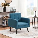 Fauteuil Wingstoel met armleuningen, comfortabel en modern, televisiestoel, relaxstoel, woonkamer, clubstoel, sofa, 136 kg belastbaar, blauw