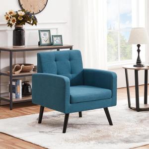 Fauteuil Wingstoel met armleuningen, comfortabel en modern, televisiestoel, relaxstoel, woonkamer, clubstoel, sofa, 136 kg belastbaar, blauw