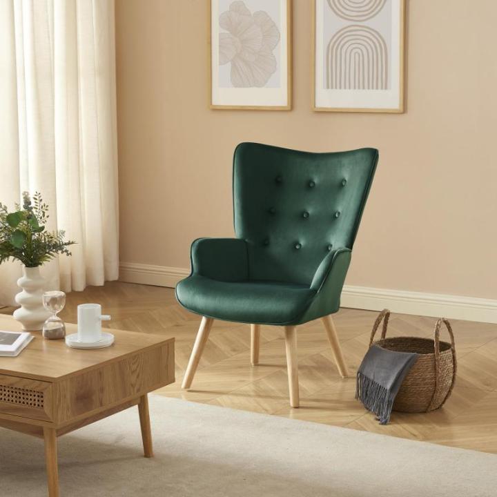 Sam fauteuil in groen fluweel