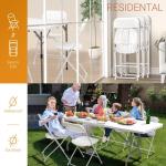 Set van 6 klapstoelen van kunststof, draagbare bureaustoel, metalen frame van staal, 158 kg, geschikt voor feesten, bruiloften, picknicks, campingstoelen, binnen en buiten, wit