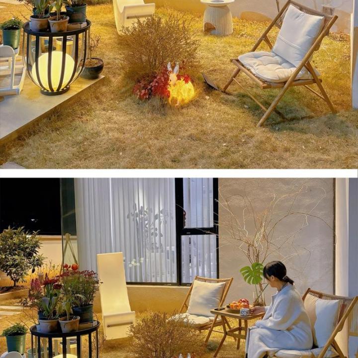 Balkon Kleine Tafel En Stoelen, Vrijetijdsstoelen, Imitatie Houtnerf Opvouwbare Liggende Rotan Stoelen, Patio Tuin Buiten Tafel En Stoelen (Gratis Kussens)(Imitation wood grain col