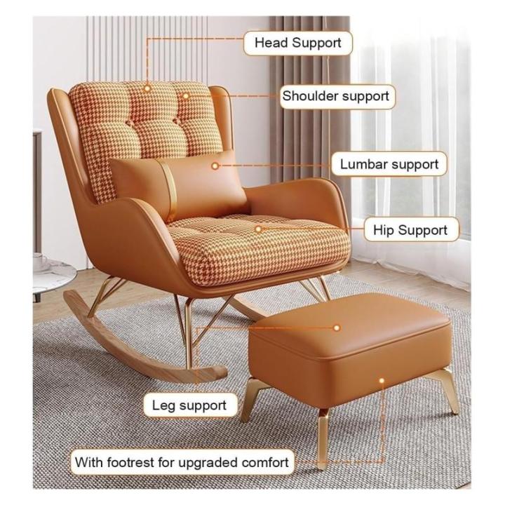 , liggende schommelstoel in de woonkamer, schommelstoel met voetkruk, ontspannende stoel op het balkon, moderne zachte slaapfauteuil(Green)