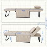 Fauteuil met kruk slaapstoel inklapbaar met bedfunctie met slaapfunctie om te zetten stoel bed uitschuifbare slaapstoel belastbaar tot 300 kg, beige
