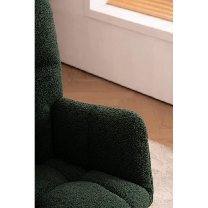 Moderne Tufted Wingback Schommelstoel met Gewatteerde Zitting en Massief Houten Benen voor Woonkamer Slaapkamer Nursery Groen