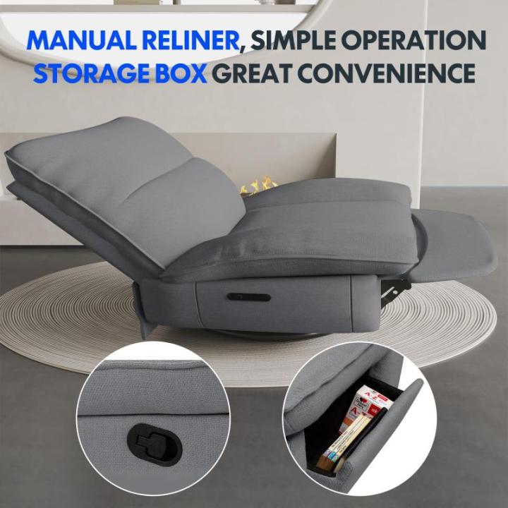 Relaxstoel, handmatige stoel, slaapstoel, draaistoel met rocking, ligstoel in de woonkamer, televisiestoel met verstelbare rugleuning, ruststoel voor senioren en borstvoeding (Ligh